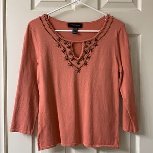 🌷3 for $25🌷Cable & Gauge, US S, Apricot Tiger’s Eye Gemstone Beaded Keyhole Top